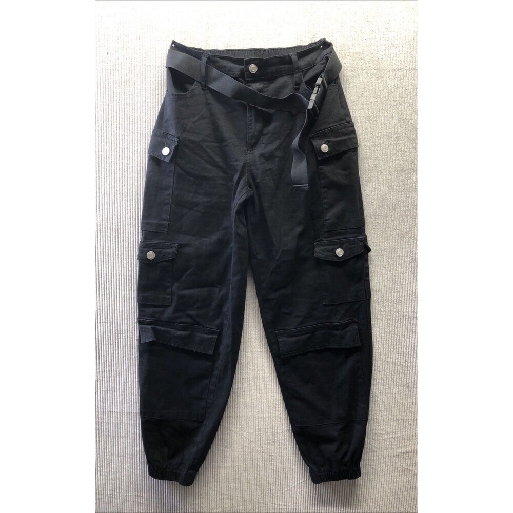 Almost Famous Womens Joggers S Black Cargo Utility Pants Streetwear Athleisure